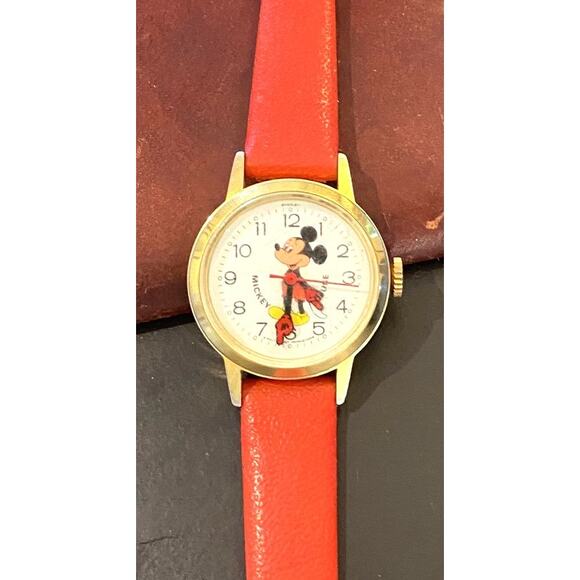 VTG Women's 28mm Gold Tone Mickey Mouse, Walt Disney, Bradley Time, Manual Wind - Picture 3 of 4